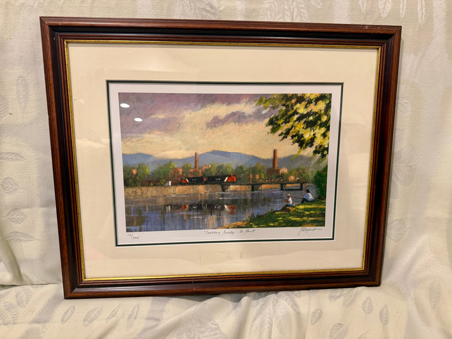 π¨ Framed Limited Edition Print β Crossing Bridge β Le Pont By Pierre Desjardins β Canadian Impressionist Painter