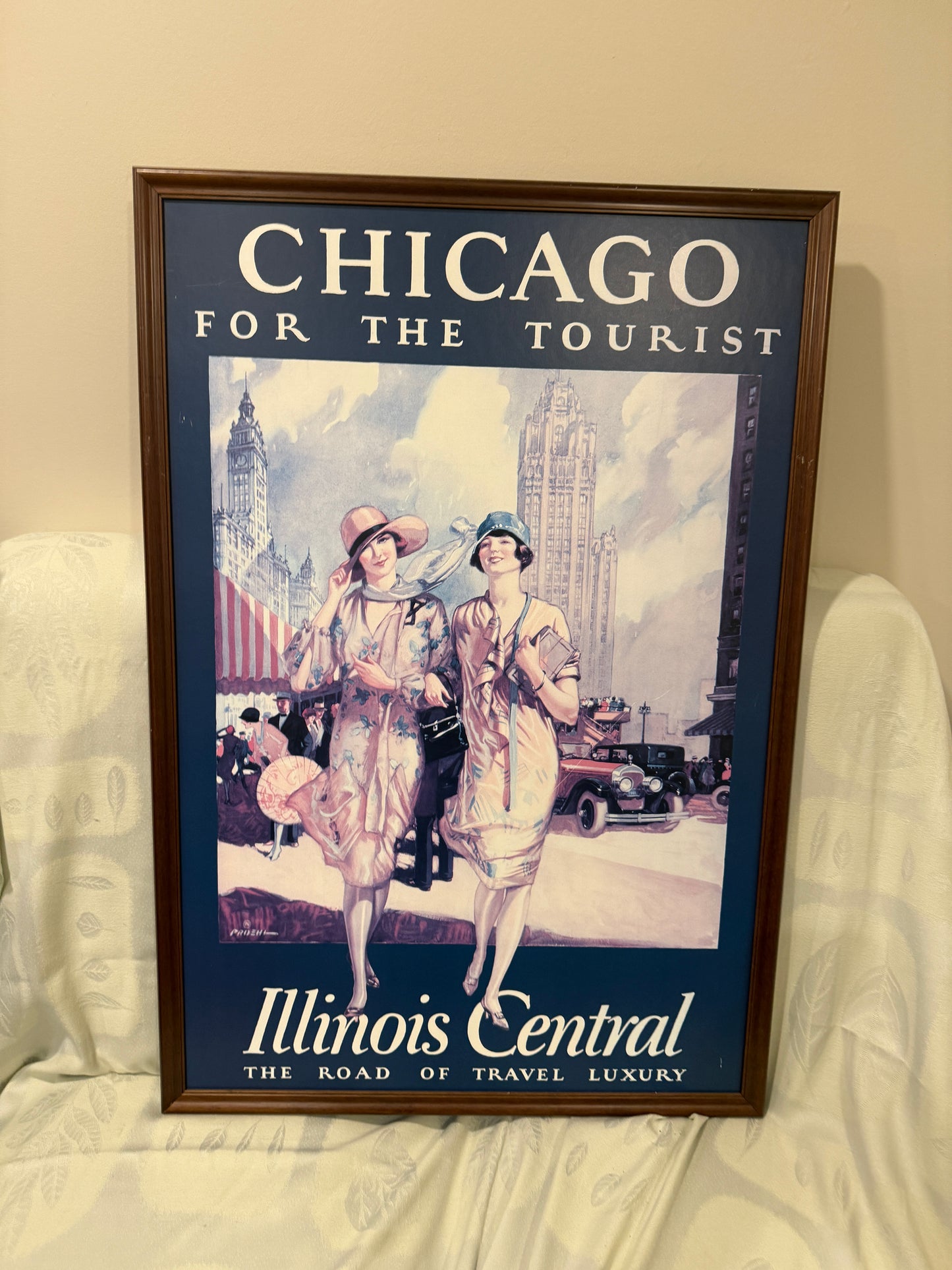 Framed Poster – Chicago for the Tourist Illinois Central Railroad – “The Road of Travel Luxury”