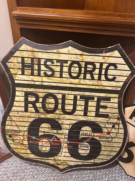 Vintage Route 66 Wall Sign – Americana Decor