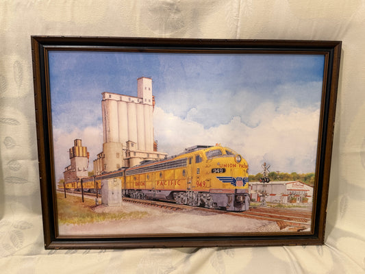 🚂 Framed Railroad Art – Union Pacific No. 949 Diesel Locomotive Signed Print by R. R. Deye