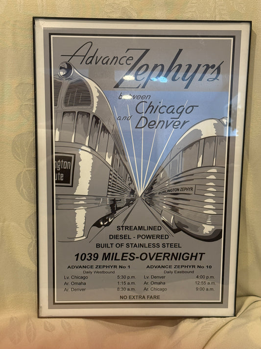 🚄 Advance Zephyrs – Chicag o to Denver Overnight Travel Poster