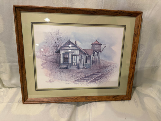 “Trackside Water Tower” Framed Watercolor Print by W.A. Sprouse
