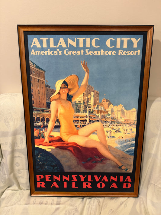 Framed Poster – Atlantic City: America’s Great Seashore Resort Pennsylvania Railroad – Vintage Travel Advertisement