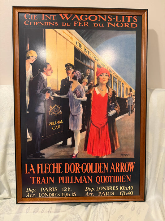 🚄 Framed Poster – La Flèche d’Or (Golden Arrow) Pullman Express Cie Internationale des Wagons-Lits – Paris to London Luxury Service