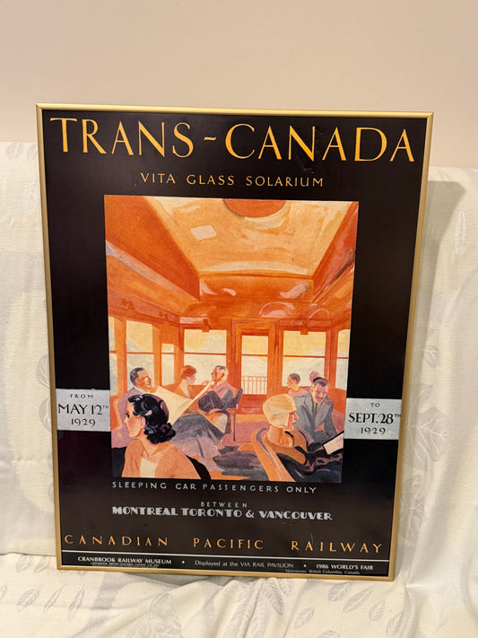 🚆 Framed Ptoster – Trans-Canada: Vita Glass Solarium Canadian Pacific Railway – 1929 Sleeping Car Luxury Advertisement