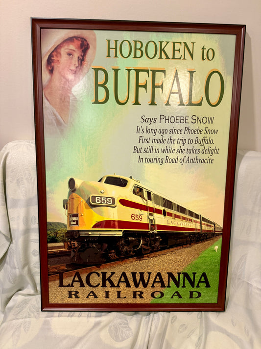 🚂 Framed Poster – Lackawanna Railroad: Hoboken to Buffalo Featuring Phoebe Snow & the Road of Anthracite