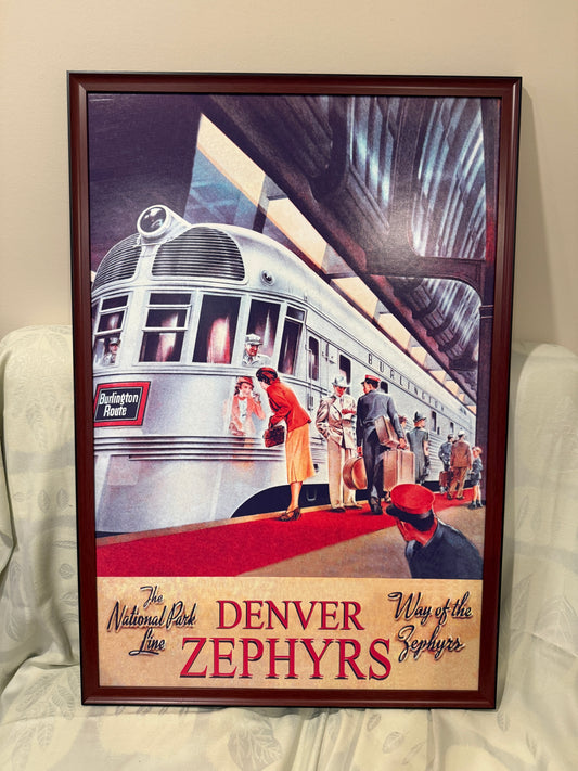 🚆 Framed Poster – Denver Zephyrs: The National Park Line Burlington Route – “Way of the Zephyrs” Travel Advertisement