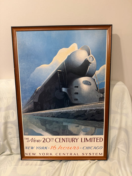 🚄 Framed Poster – The New 20th Century Limited New York Central System – Art by Leslie Ragan (c. 1938)