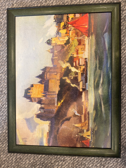 vintage-style travel poster or reproduction painting of Château Frontenac